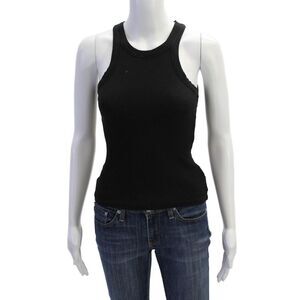 Wesley Womens Ribbed Sleeveless Pullover Tank Top Black Size Small